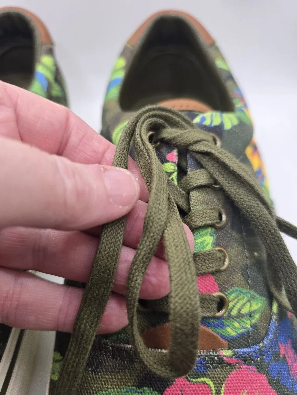 Polo Ralph Lauren Green Tropical Floral Camo Deck Sneakers. Mens 10 D
